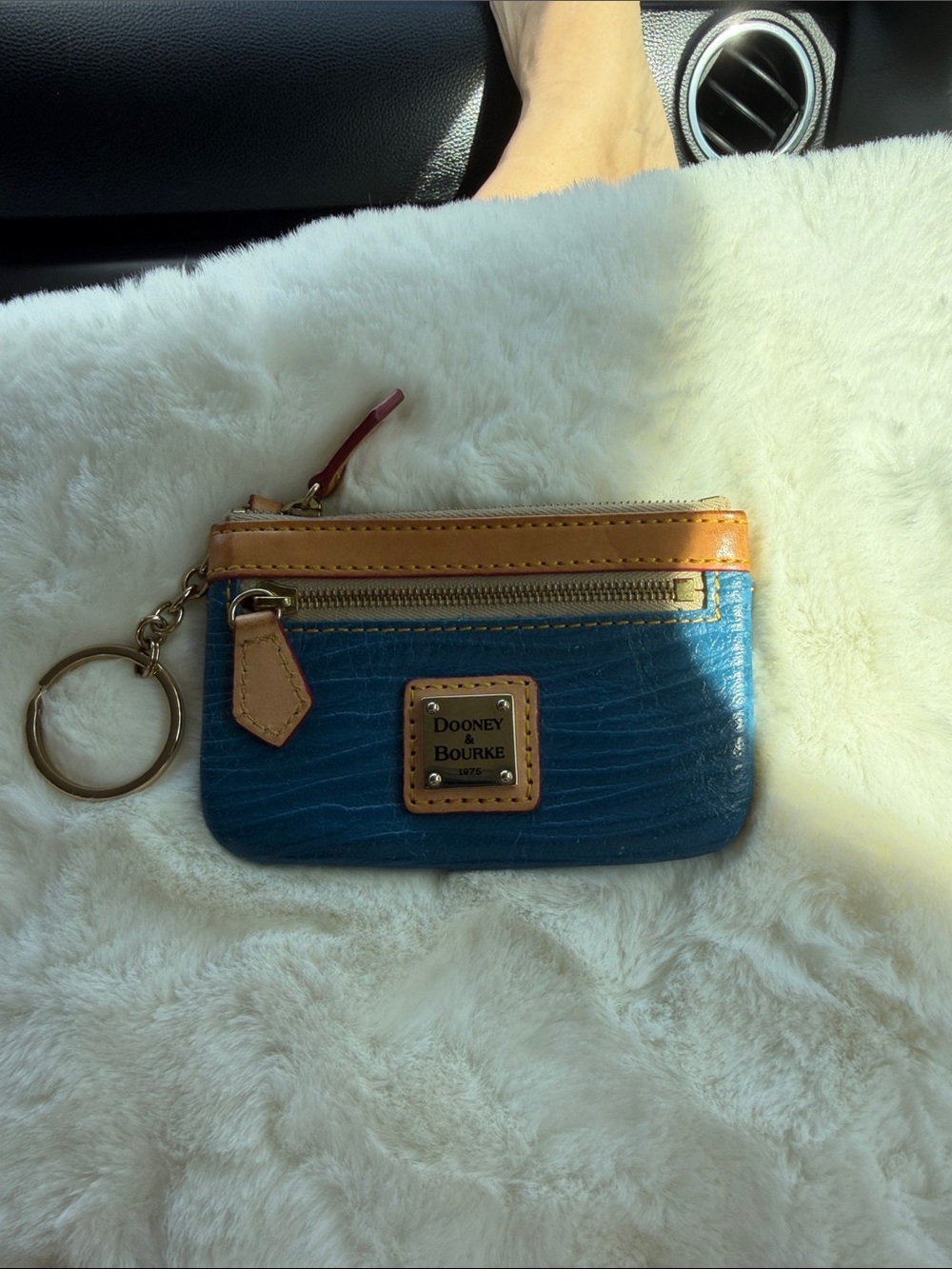 Dooney and Bourke Blue Leather Keychain Coin Purse